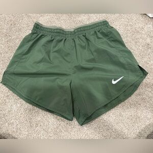 Nike Olive Green Running Shorts with White Logo